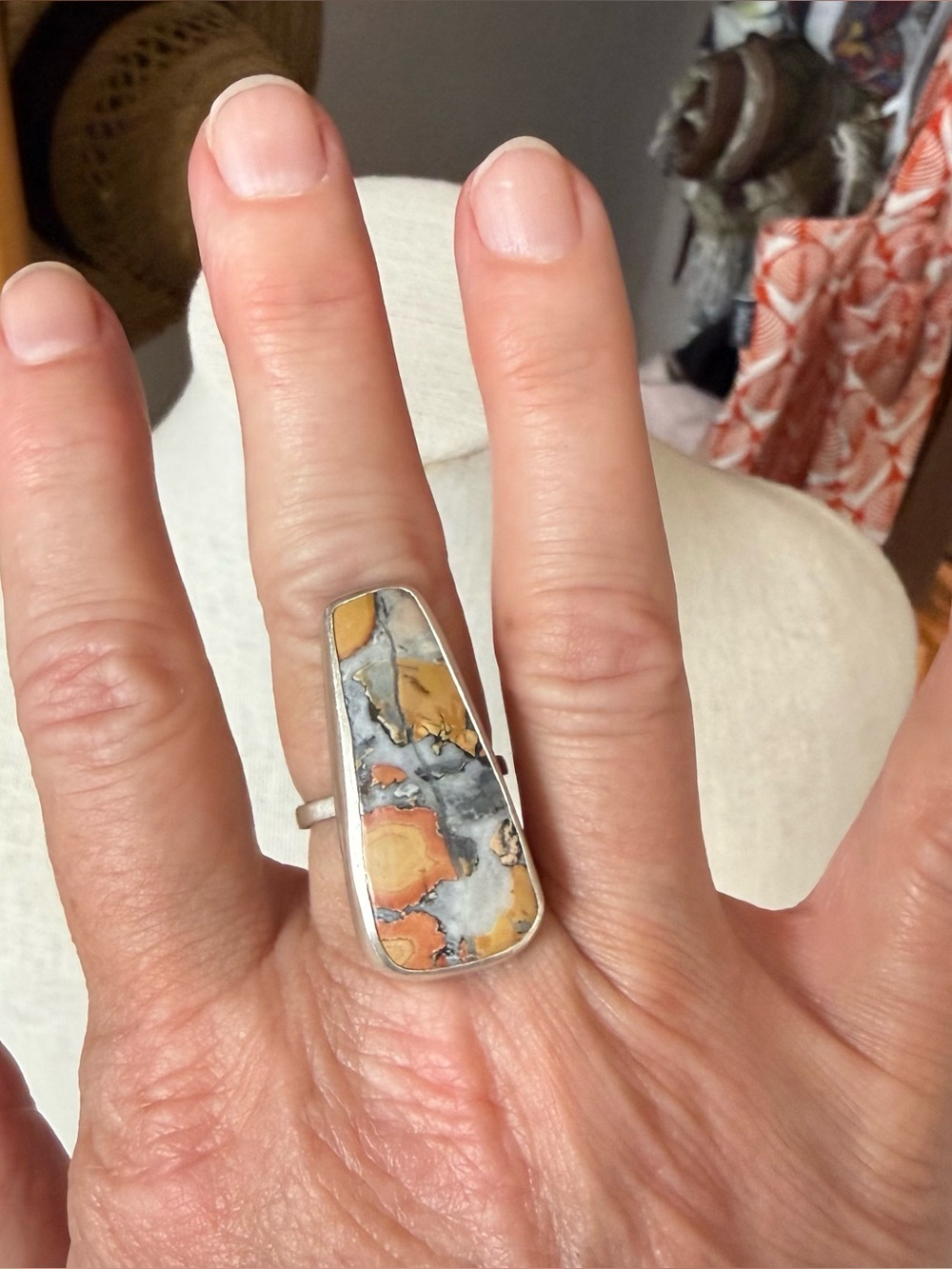 Maligano Jasper and Silver Ring, Size 7